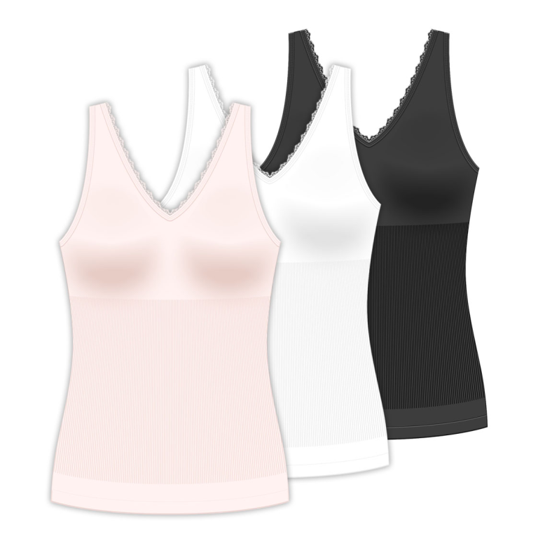 7119-1Seamless Shaping V-neck Tank with Lace